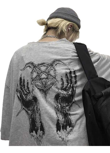 Camiseta Hands Gris Oversize