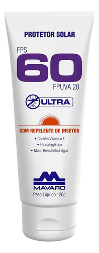 Mavaro Protetor Solar Uv Fps 60 Com Repelente De Insetos