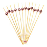 Topper Pinche Madera Perlas Picada Brochette X50 - Cc Color Rosa Gold