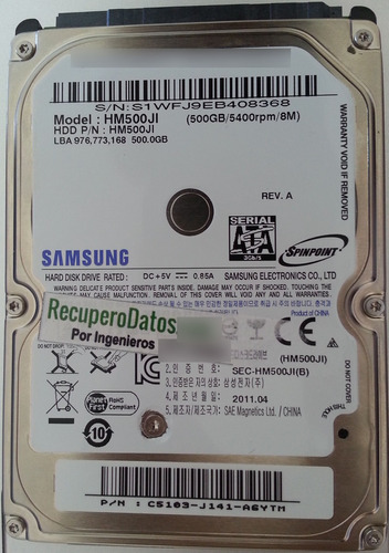 Disco Externo Samsung Hm500ji 500gb - 2496  Recuperodatos