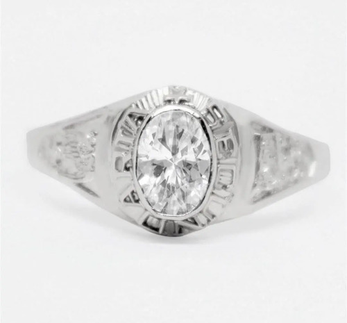 Anillo Graduación Secundaria Plata Piedra Blanca