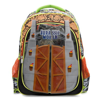 Mochila Grande Escolar Ruz Jurassic World Dinosaurio Rex 174533 Coleccion Puertas Color Verde | Envío gratis