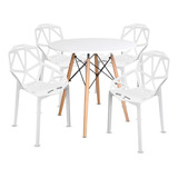 Mesa Moderna Eames Blanca + 4 Sillas Magis Chair One Blancas