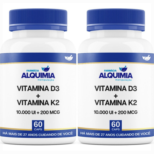 Vitamina D3 10.000 Ui + K2mk7 200 Mcg Original 60 Cp 2 Potes