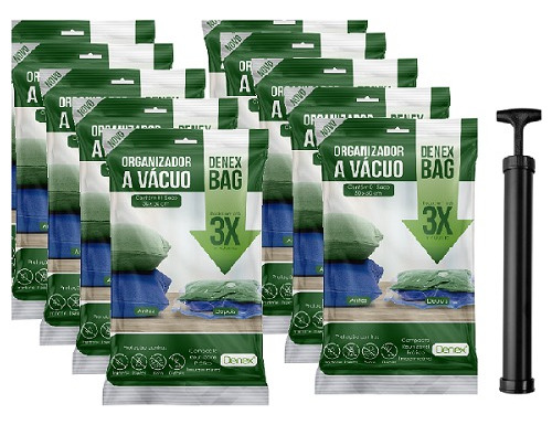 Saco A Vácuo Viagem Mala Protege Kit 10 Un 40x60cm + Bomba