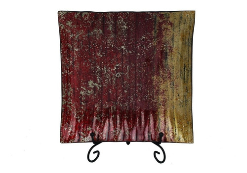 Plato Decorativo Vidrio Square Red