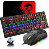 Kit Teclado Mouse Y Mouse Pad Led Gamer Lexonelec Negro