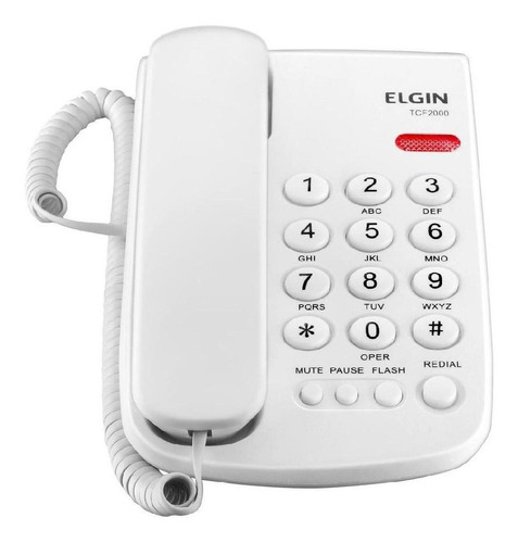 Telefone Fixo Elgin Tcf 2000 Com Chave De Bloqueio - Branco