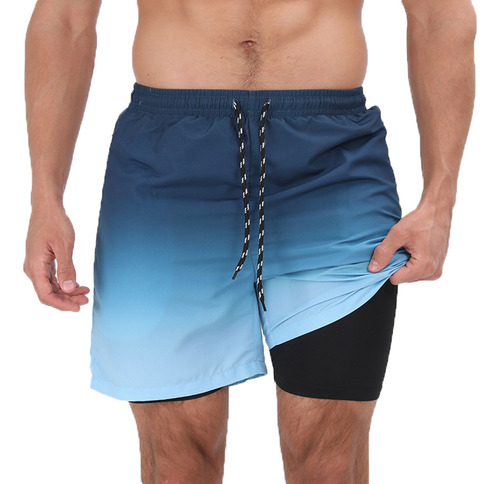 Traje De Baño Hombre 2 In 1 Short Para Playa Bañadores