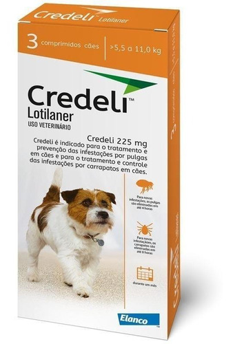 Antipulgas Carrapatos Credeli 03 Comprimidos Caes 5,5 A 11kg