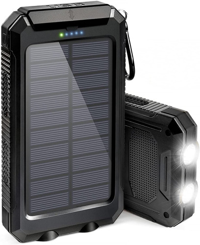 Cargador Solar, Batería 20000 Mah, 2 Puertos Usb Y Linterna