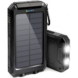 Cargador Solar, Batería 20000 Mah, 2 Puertos Usb Y Linterna