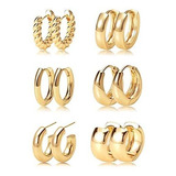 6 Aretes De Presion Oro 14k Mujer Arracadas Huggies Moda 