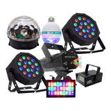 Kit Iluminação Para Festas Total 7x1 Laser Strobos Bola Lu