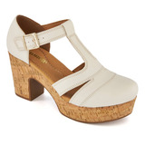 Sandalia Casual Andrea Plataforma Tipo Corcho Mujer Beige