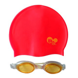 Set Natación Gorro Silicona + Lentes Anti-fog/protección Uv