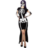 Disfraz De Lady Skeleton Mujer Adulto Halloween Esqueleto 