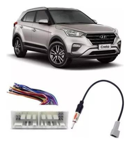 Kit Chicote Plug De Radio E Adaptador Antena Hyundai Creta