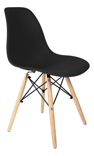 Silla Eames 1 Pieza Estructura Moderna Silla Comedor Full Color De La Estructura De La Silla Marrón Claro Color Del Asiento Negro