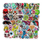 Stickers Calcomanias Monstruos Calaveras Zombies 50 Und