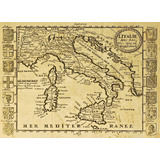 Mapa Antiguo Italia Lámina Papel Fotografico - 120 X 85 Cm