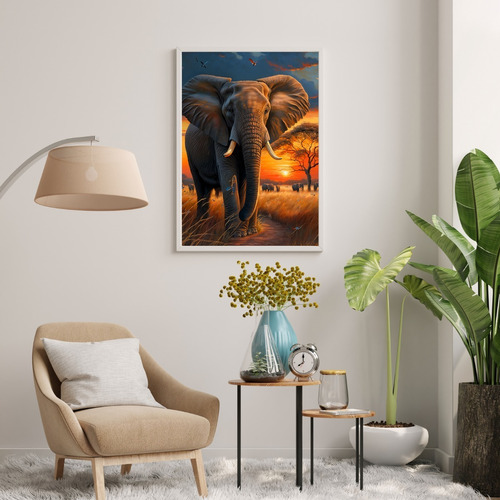 Quadro Grande Para Sala Elefante África 120x90cm Luxo