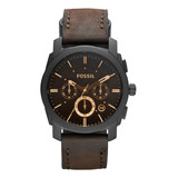 Relógio Fossil Men's Machine Fs4656, Cronógrafo, Couro, Pret