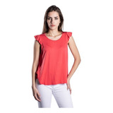 Blusa Bombom Viscosa Con Volados En La Manga Para Mujer