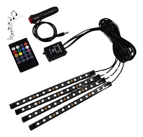 Tira De Luces Led Rgb Interior 48 Led Control Música 12 Volt