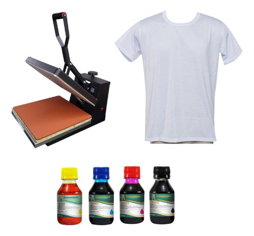 Kit Prensa Plana Economizou 38x38 110v+400ml Tinta+camisas