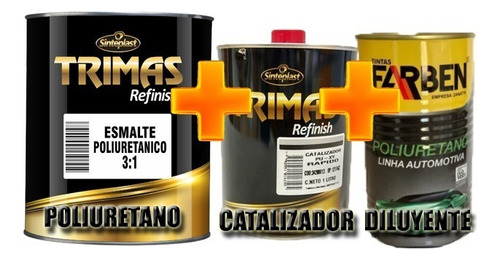 Kit Pintura Poliuretano Para Autos 4 L + 1,25 Cat. + 3l Dilu