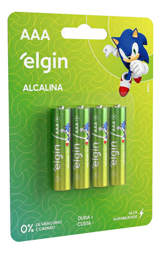 Pilha Elgin Alcalina Aaa Cilíndrica - Kit De 4 Unidades