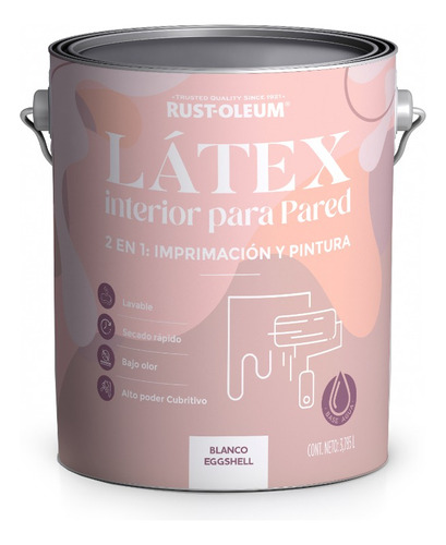 Látex Para Pared Blanco Eggshell 3,785l