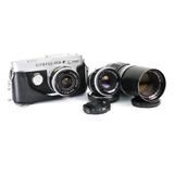 2490 R Eais Kit Olympus Pen Fv + 3 Lentes + Flash + Extras