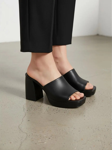 Zapatilla Abierta - Tacones Efe Rio Negra 325201 Para Mujer | Meses sin interés