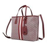 Bolsa Gemini Link Canvas Tote Tory Burch 53304 989 Burgundy