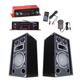 Amplificador 12 Volts Mp3 Bt Radio Fm Usb + Fuente + 2 Baf