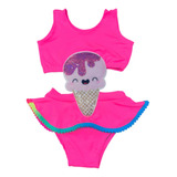 Maiô Infantil Neon Sorvete Roupa Praia Sorvetinho Menina