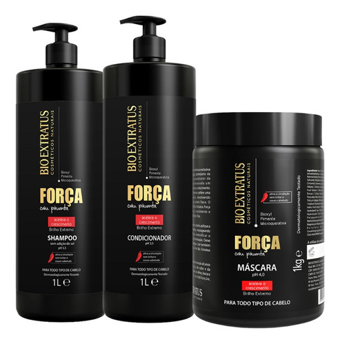 Kit Força Com Pimenta Bio Extratus Litro 3 Produtos-promoç