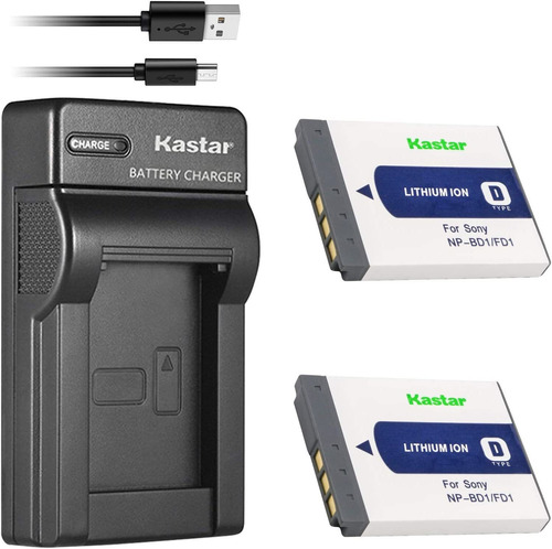 Kastar Battery (x2) Cargador Usb Delgado Para Sony Np-bd1, N