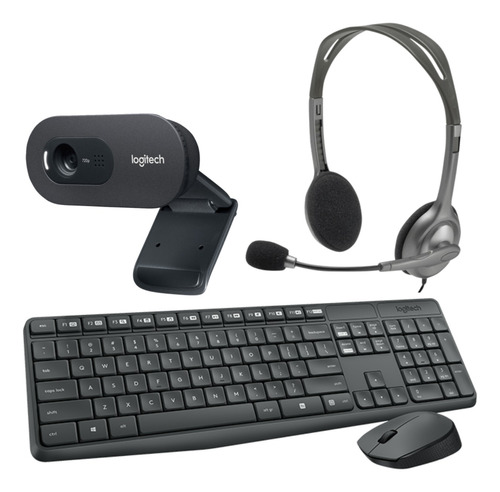 Kit Teclado Mouse Inalambrico Auriculares + Webcam Logitech 