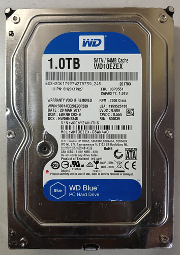 Disco Duro Interno Western Digital Wd10ezex 1tb 3.5 Sata