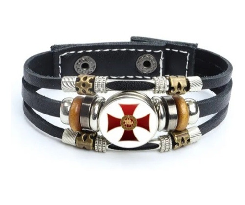 Pulsera Cruz Templaria Cruzadas Broche Ajustable 