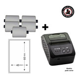 Mini Impressora Bluetooth + 5 Rolos Etiqueta Adesiva 40x60 