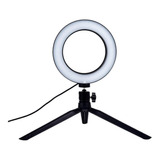 Kit Ring Light Iluminador Luz Selfie Makeup Tripé Mesa 8''