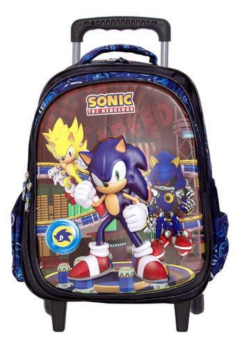 Kit Mochila Infantil Escolar Sonic Com Rodinha