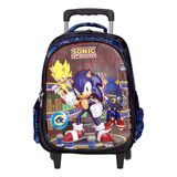 Kit Mochila Infantil Escolar Sonic Com Rodinha