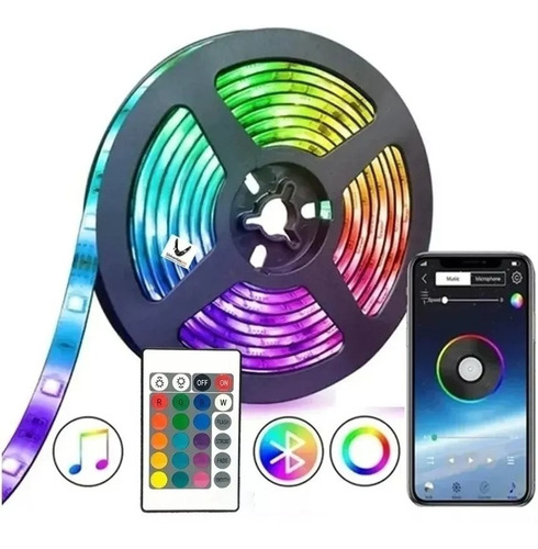 Cinta Led Bluetooth 2 Metros Rgb Luces Tv Hogar Música 