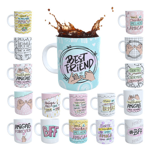 Caneca Amiga Best Bff Irmãs Xícara Melhores Amigas 325ml