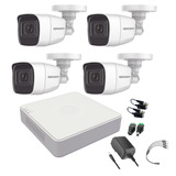 Kit Camaras De Seguridad Video Vigilancia Metalicas Con Microfono Integrado 4 Cables18m 2mp Cctv 4 Cámaras Bala Con Audio Por Coaxitron Turbohd 1080p Lite